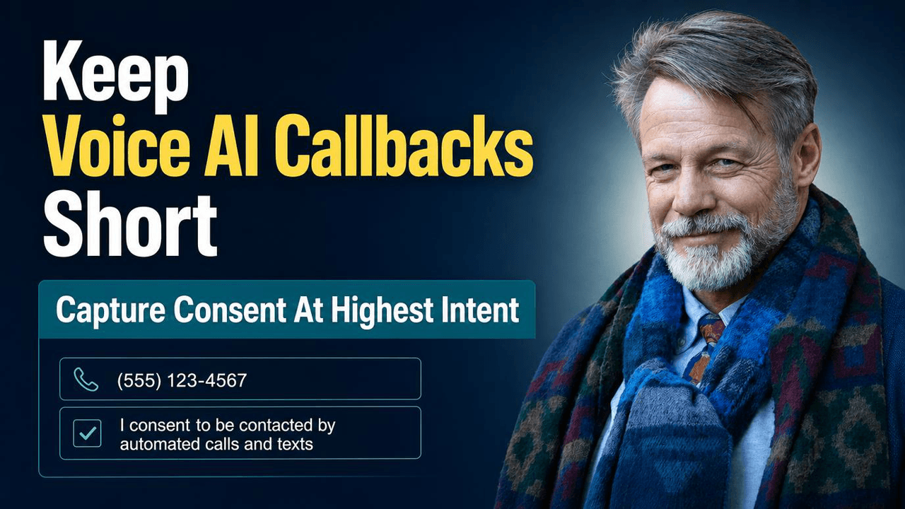 Keep Voice AI Callbacks Short with a contact number and consent form beside Patrick Michael