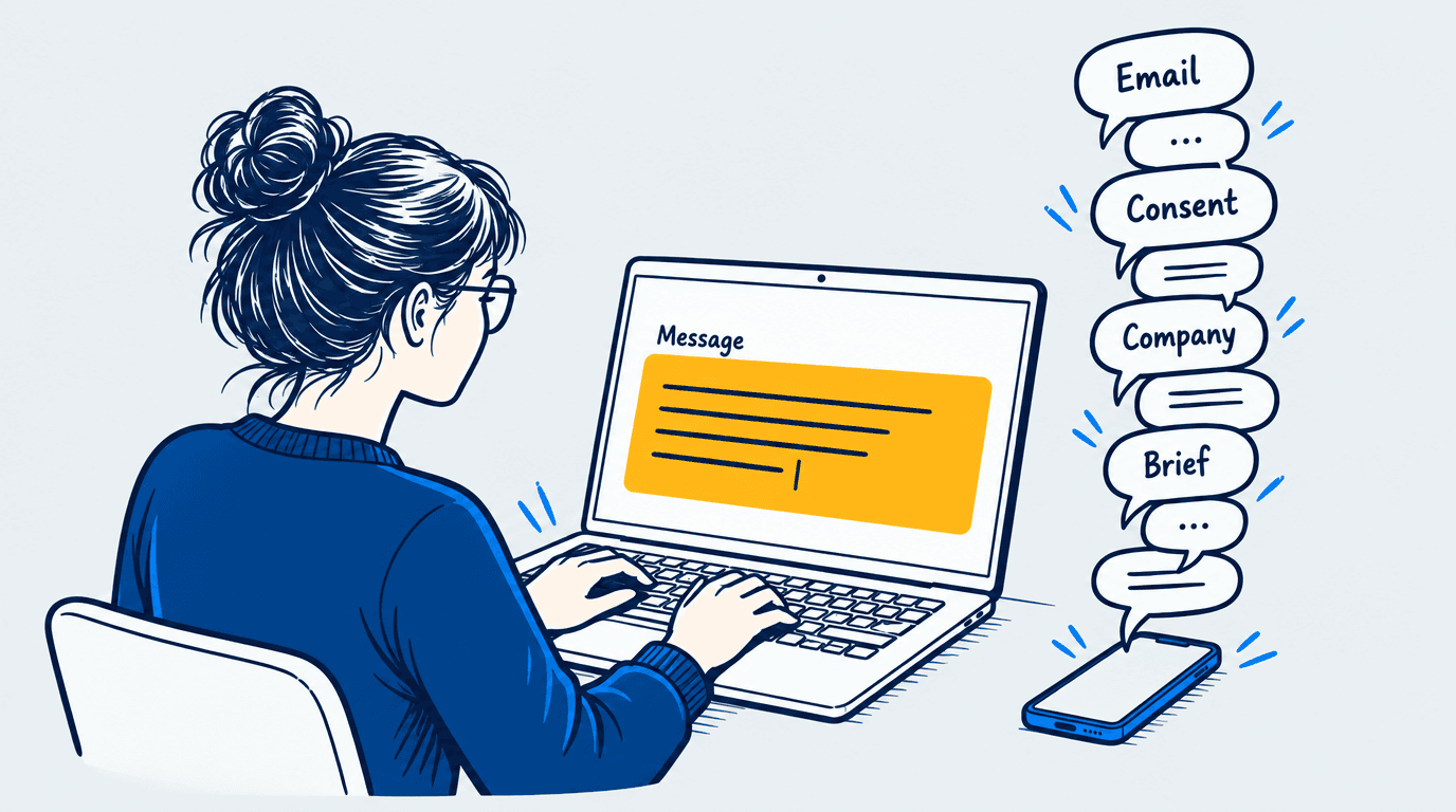 A caller entering detailed information on a web form instead of extending a phone call