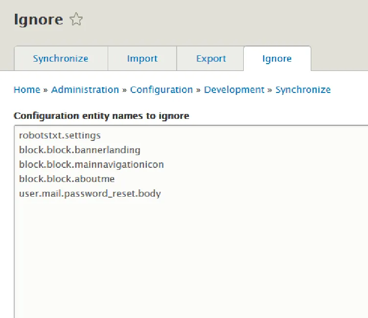 Setting the config ignore