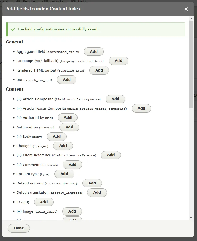 search index fields