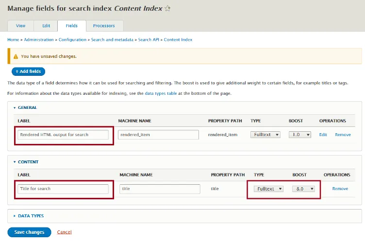 search index fields edited