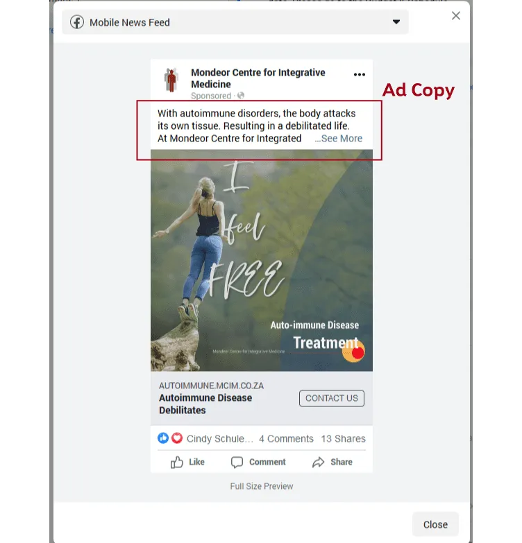 facebook ad copy