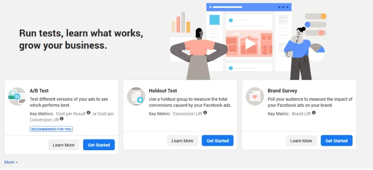 types of experiments shown on the experiments page