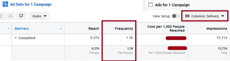 Frequency in Facebook Ads Manager