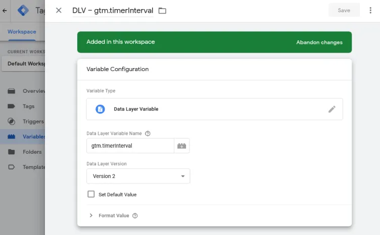 GTM saved variable