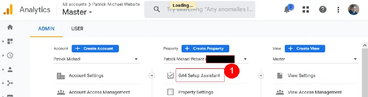 log in to admin section of UA property