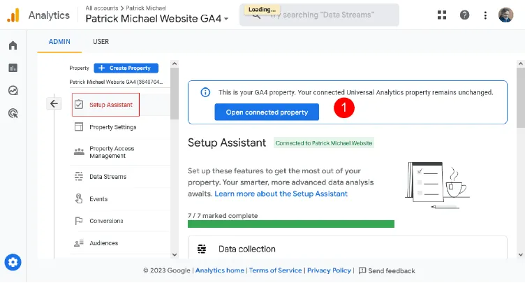Go to Universal Analytics button in GA4 admin