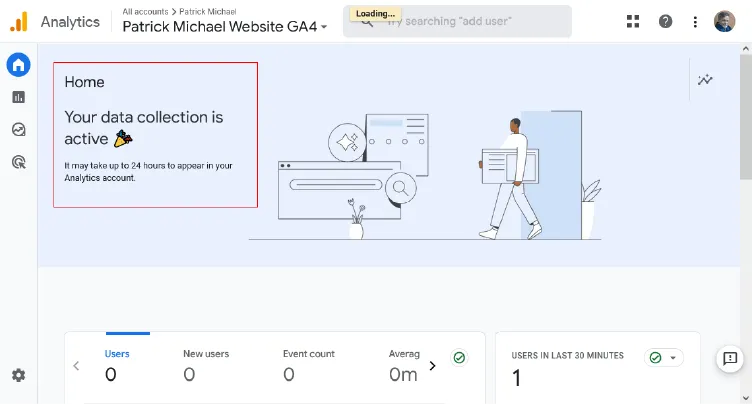 GA4 showing data is being collected