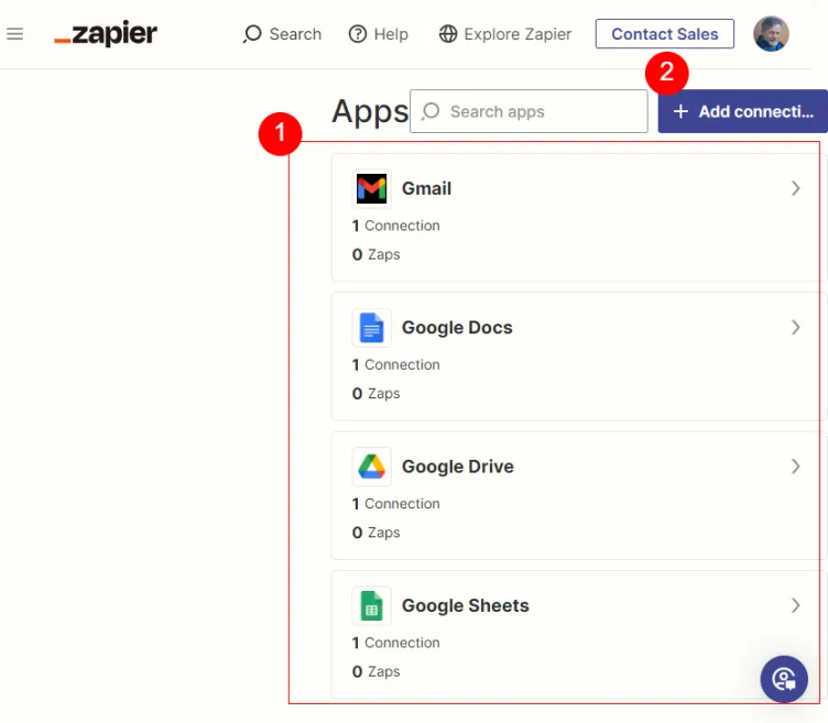 Connected Zapier Apps