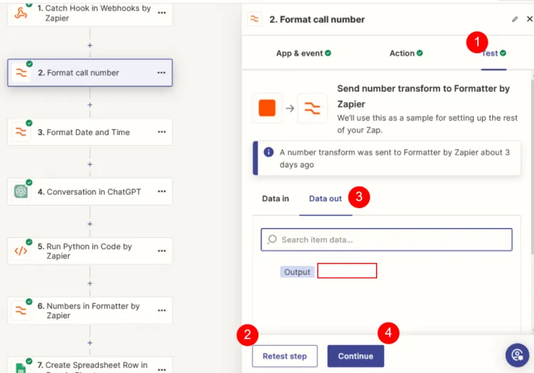 the number format test step