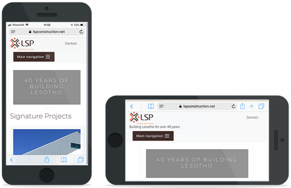 LSP Construction Lesotho | Smartphone View