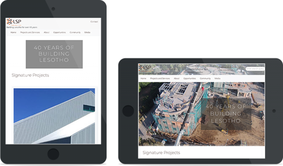 LSP Construction Lesotho | Tablet View
