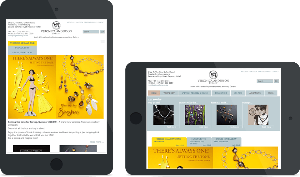 Portfolio | Veronica Anderson Jewellery | Tablet Portfolio | Veronica Anderson Jewellery | Tablet view